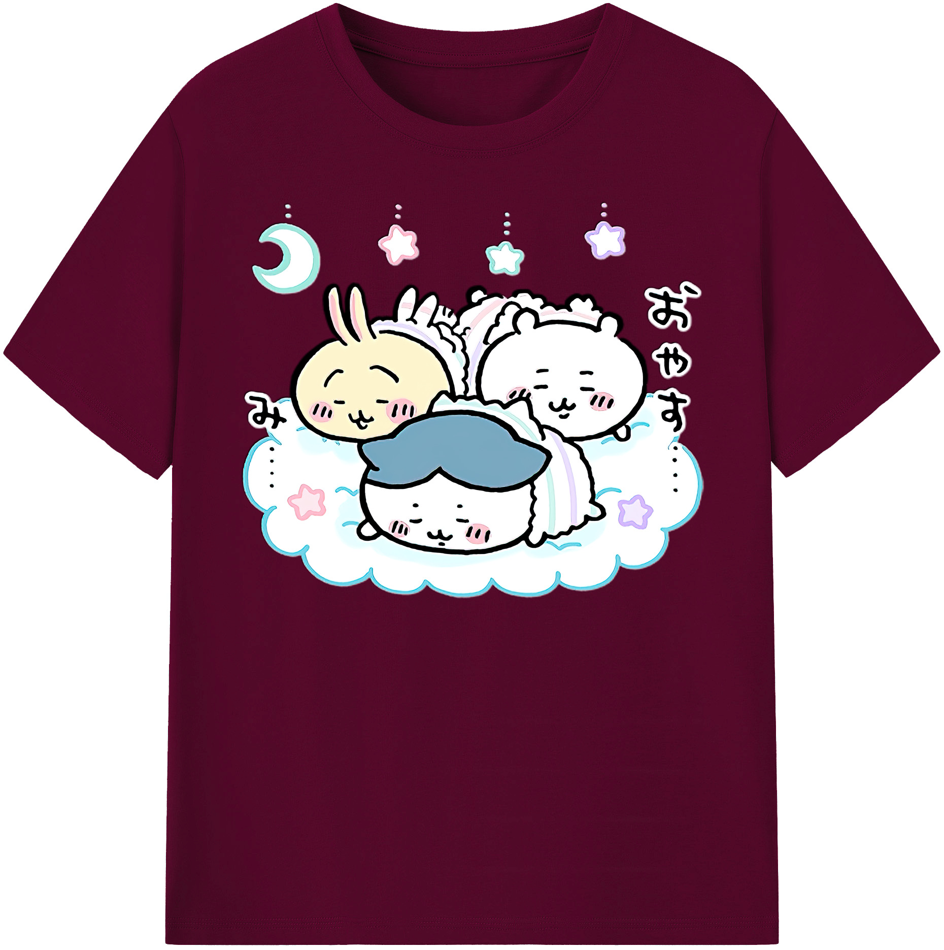 （画像用） ちいかわ ハチワレ Chii-kawa hachiware レディースカジュアルプリントTシャツ（綿100％）